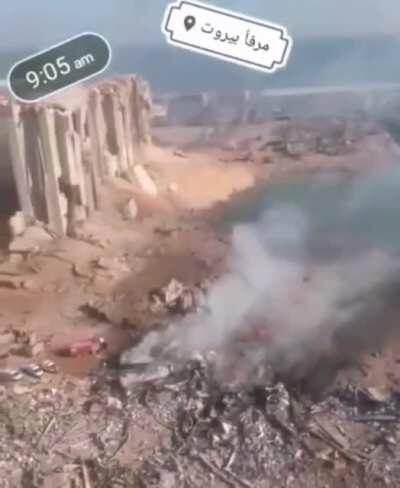 Aerial footage surveying the damage done to the Port of Beirut, our major economic hub, due to the massive explosion on August 4th, 2020. Grain silos can also be seen being damaged