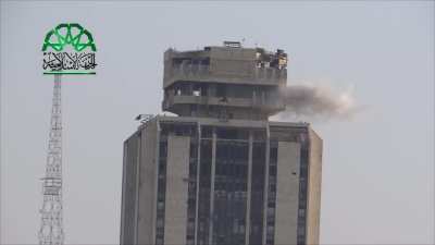 Opposition AZP S-60 technical used to target Syrian Army high-rise position - Aleppo - 8/18/2014