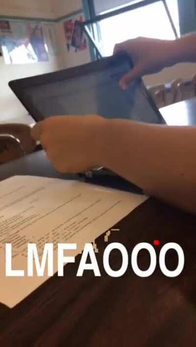 So my friend's friend was showing them how flexible their laptop was