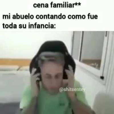 translation: family dinner. My grandfather telling how his entire childhood was