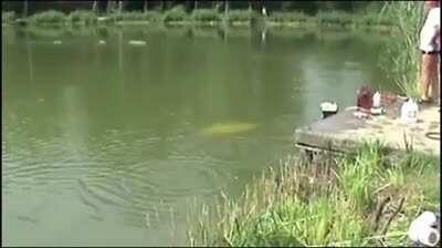 A remote controlled boat with an internal combustion engine