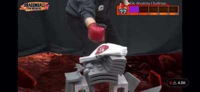 Toshi destroys 12 stone tiles with one hand