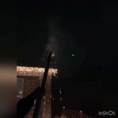 I don’t condone the shooting down of drones but damn that was a good shot with a firework