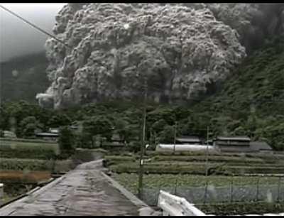Running from pyroclastic flow