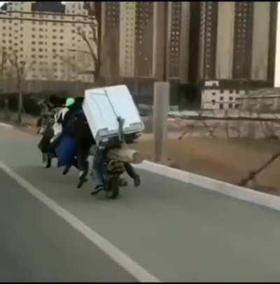 Motorcycle made out of a long log