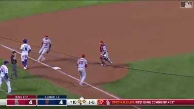 [Highlight] The Cardinals somehow turn a 3-2-5 double play in the bottom of the 10th to stop the winning run from scoring and keep the game alive