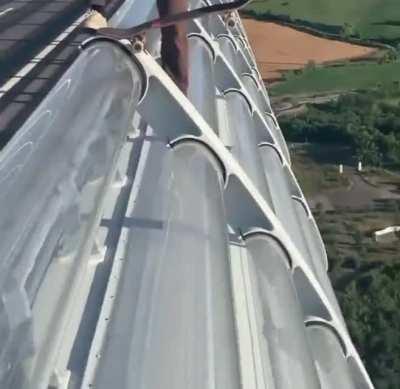 Skateboarding through the sky