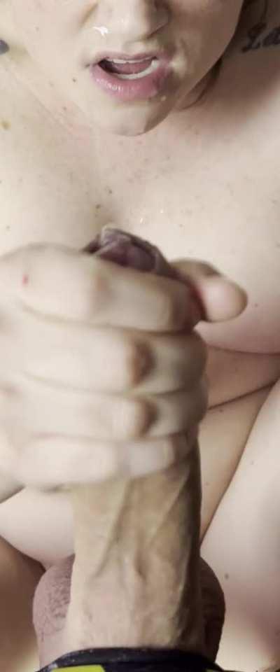 Finished him all over my face after he fucked me!