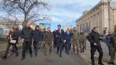 Zelenskyy: More than 20,000 buildings have been destroyed in Kharkiv. Schools, universities, residential houses, kindergartens, and churches. Together with Mark Rutte, we saw the buildings damaged by Russian shelling and honored the memory of children kil