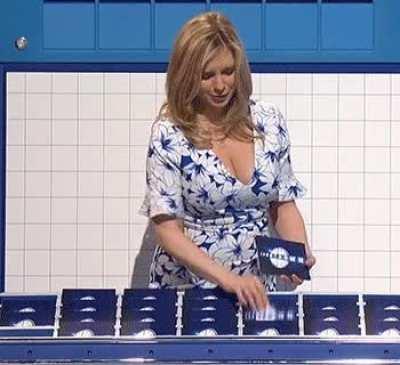 Rachel Riley . I spilled gallons of cum for her wearing in this dress and when her breasts were in this state