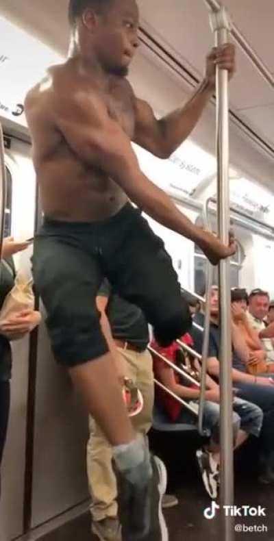 his moves were smooth i'll give him that, but the hand sanitizer at the end killed me