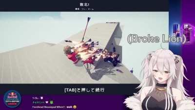 Bruh moment from Botan's TABS stream. (Totally Accurate Battle Simulator)