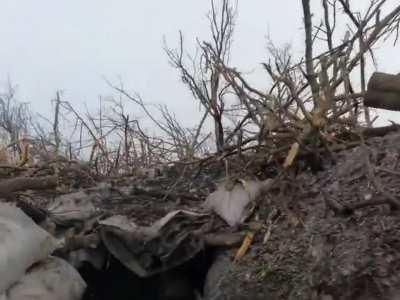 POV of Ukrainian soldier in trenches