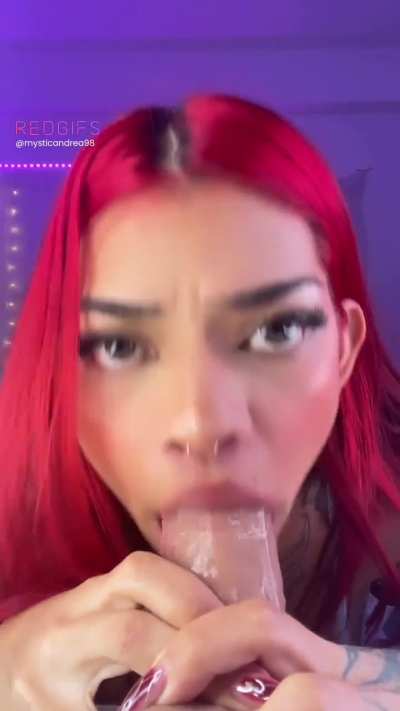 Let your huge cock slowly enter the back of my throat, daddy.