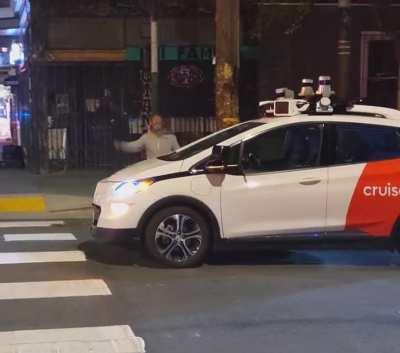 Who is he yelling at? The autopilot?