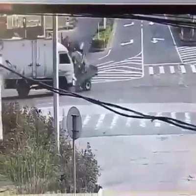 Truck load of people hit van