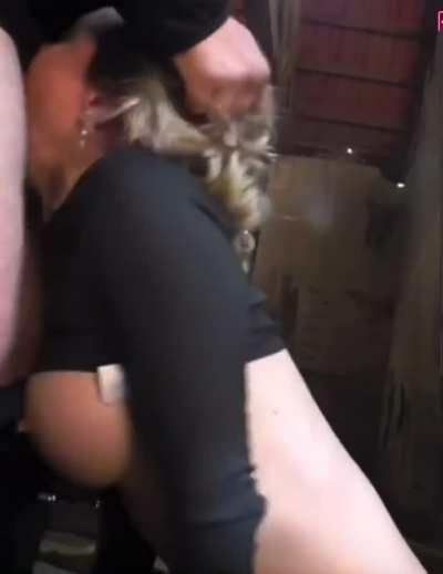 Mom throating me in a restaurant bathroom