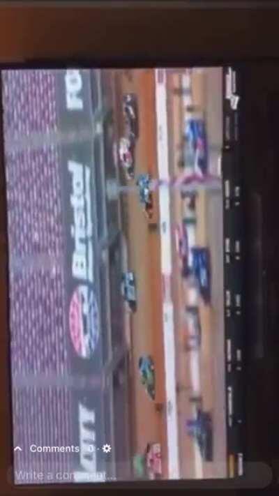 Bad crash from Bristol. Two cars were stuck together in the back and they didn’t call a caution. One driver had to stay overnight in the hospital and one has a broken rib and a collapsed lung. Bristol won’t show the video but I found this on Facebook. Ple
