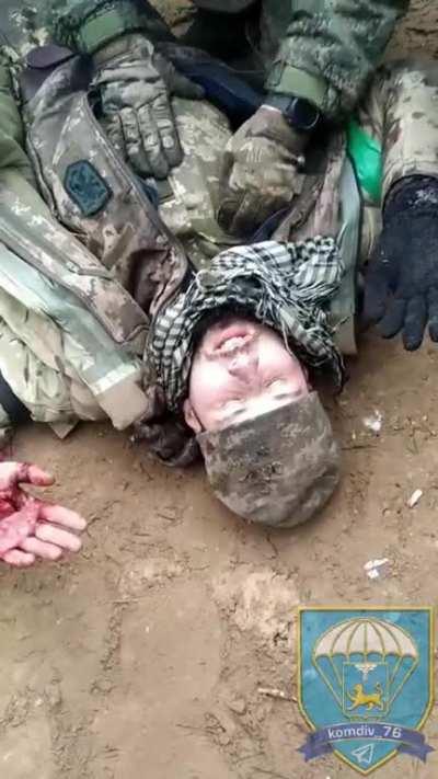 There is no Nazism in Ukraine. Pskov paratroopers near Kremennaya captured a Nazi with the chevron of the SS division Galicia. 🤙PMC WAGNER