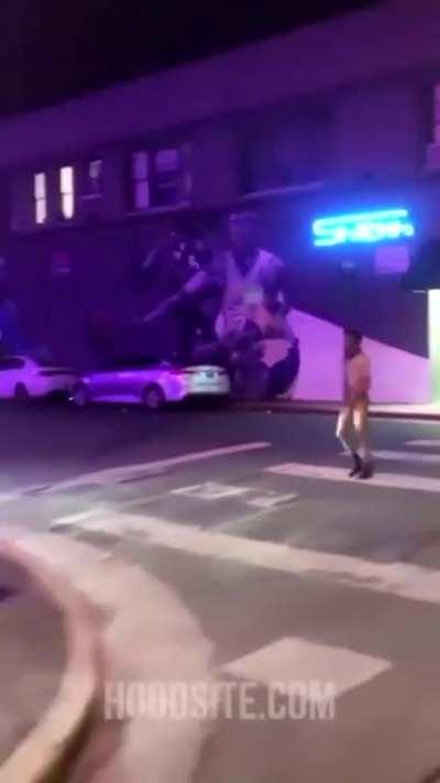 Naked man gets beat down on hollywood boulevard