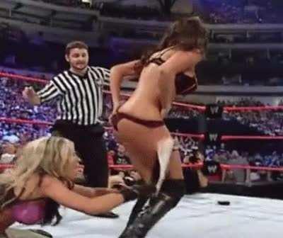 Candice Michelle almost losing her panties on Raw