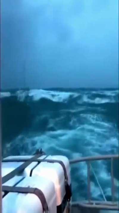 Being towed in a storm