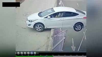 Crazy driver almost flies off edge