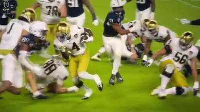 Another look at Norte Dame RB Jeremiyah Loves' tremendous effort on this touchdown run in the Orange Bowl 