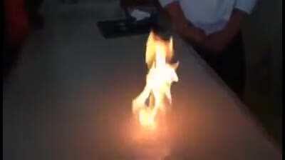 Teacher mixes Methylated alcohol + fire