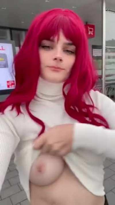 Finally finished shopping... decided to get my tits out in front of the store, hopefully no one has seen me haha