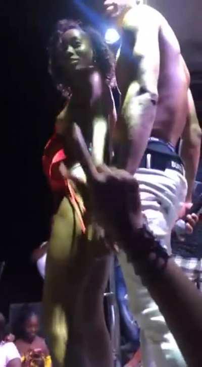 Taking off her bra and giving the singer a dance mid-concert