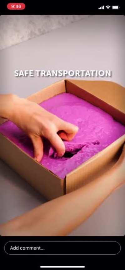 Shipping a stack of dishes encased in silicone or slime or whatever that is