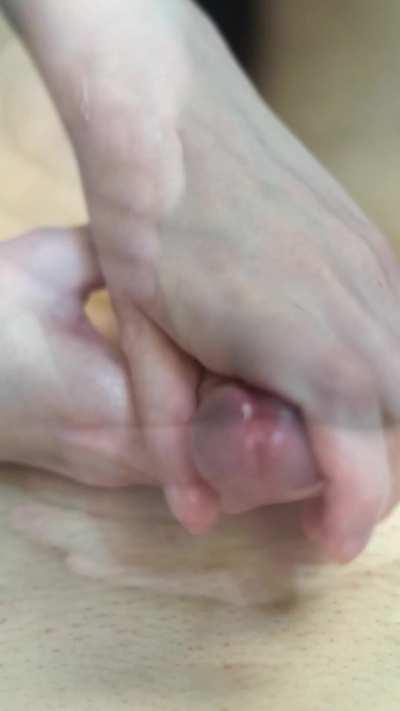 I like playing with his cock so much that I already have a whole collection of his orgasms