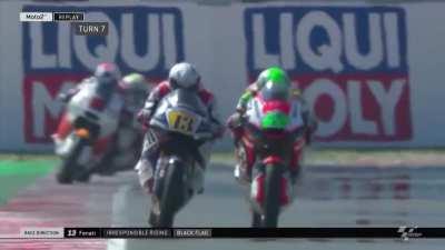 This POS grabbing his rival's brake lever, while racing at 210km/h (130mph).