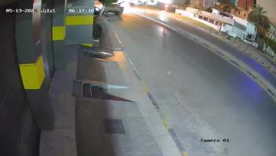 CCTV footage of a T-72 crushing a car before opening fire in Tripoli, Libya