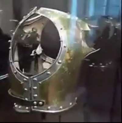 The armor of a French soldier wounded by a cannonball at the Battle of Waterloo (which marked the end of Napoleon.)