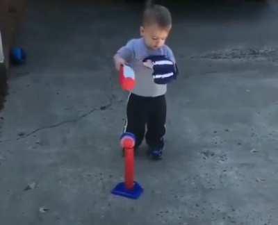 Frustrated by his own stupidity