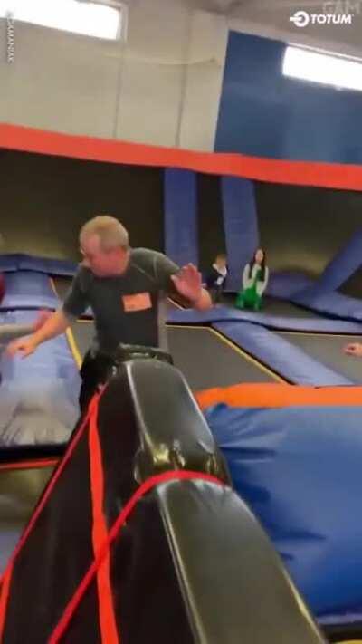 Kid flies over grandpa