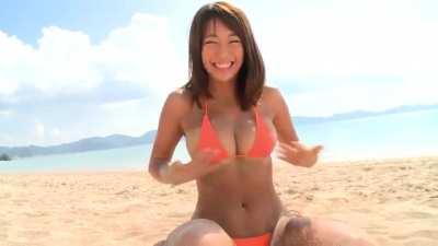 Rina Hashimoto Sandy Bikini Beach Boobs