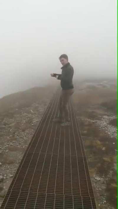 Taking a photo in heavy fucking wind...