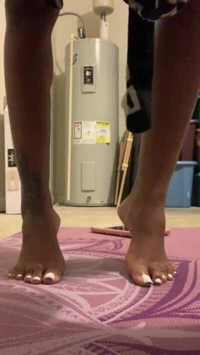 Early morning foot stretch