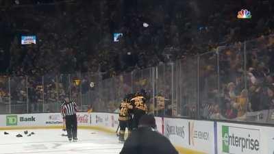 Pastrnak nets the hat trick and the hats rain down