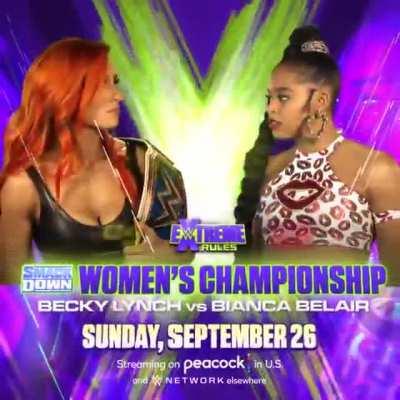 Moving match graphic for Bianca Belair vs Becky Lynch at Extreme Rules