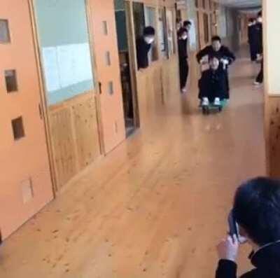HMB while I push one of my friends down the hall