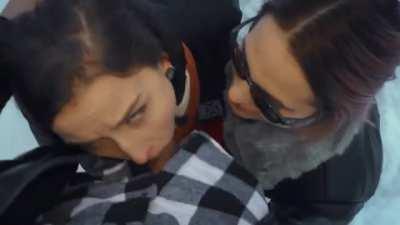 It's never too cold for the girls to share cum!