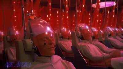 An AI generated disturbing dystopia.