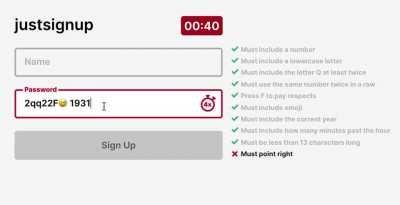 Your password must contain everything.