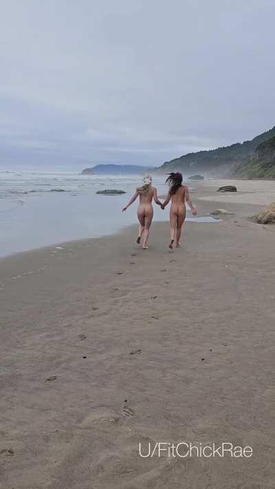 Nude run on the beach
