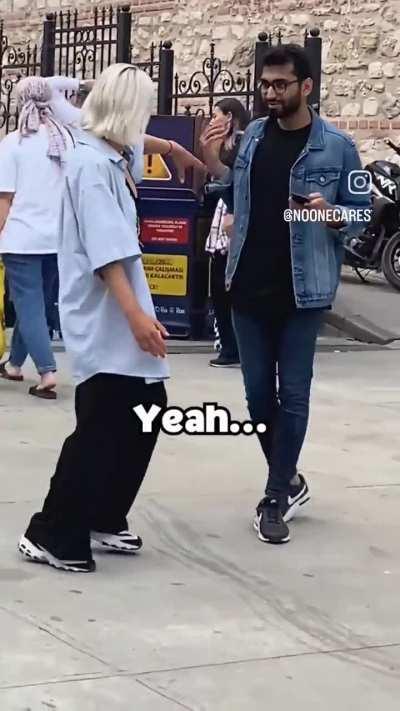 MC insists on holding strangers hands 