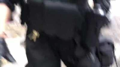 Group of antifa chase a retreating man into an alley and beat him while their comrades tried to stop journalists from filming.